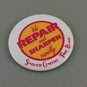 Vintage Shaver Centre Large Pin Back Button Badge Advertisement